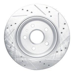 Buick Allure Brake Rotor (1) - Rear Left - R1 Concepts - Drilled & Slotted - Silver - `10-`25